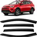 Rain Guards for 2013-2018 Toyota Rav4, Out-Channel Window Visor Shields Vent Deflector Shade Wind Dark Smoke 2014 2015 2016 2017 13 14 15 16 17 18, Tape-On Outside-Mount, 4PCS