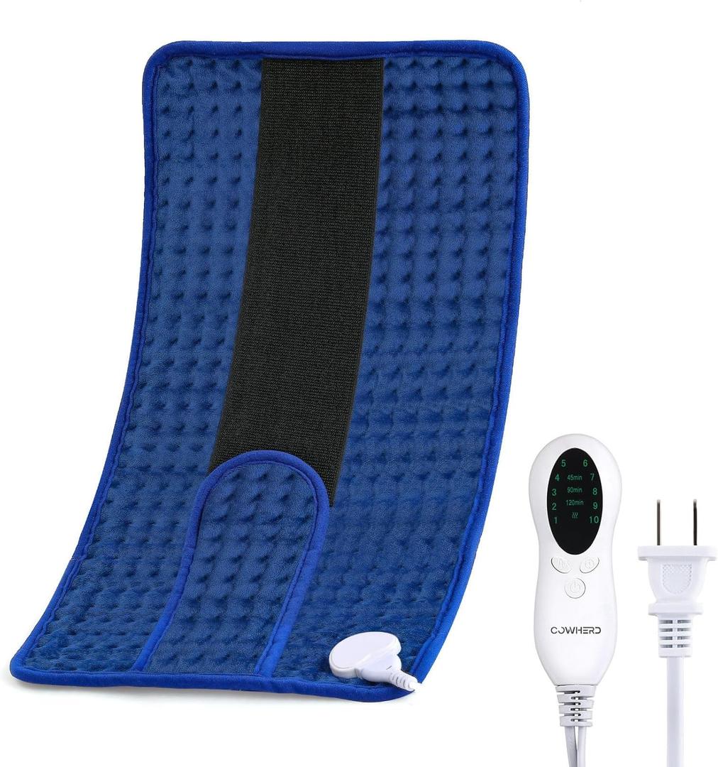 12X24 Heating Pad for Pain Relief, Heating Pads for Women Period Cramps, Electric Heated Mat with Strap,10 Heat Settings & Auto Shut Off, Navy Blue