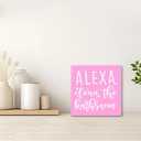 SJNH Pink Wood Sign Alexa Clean the Bathroom Shelf for Desk Decor | Funny Bathroom Pink Wood Sign Alexa Clean the Bathroom