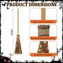 Seenelling 48" Halloween Decor Rattan Witch Broom with LED Light, Wood Color