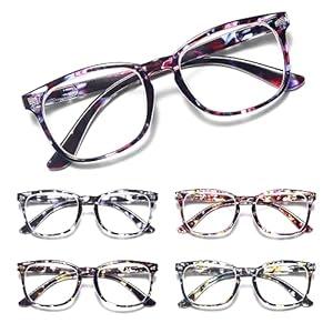 CCVOO +2.5 Ladies Reading Glasses for Women Clear Vision 5-Pack Blue Light Filtering Readers with Spring Hinges