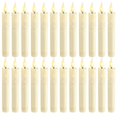 Baquler 24 Pcs 6.5 Inch Ivory Flameless Taper Candles LED Candle Sticks Battery Operated Flickering LED Candlestick Window Plastic Candle for Wedding Halloween Christmas Decor(No Battery)
