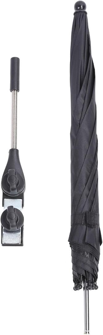 Pilipane Baby Stroller Parasol Clip On Baby Pram Sun Shade Sun Protection Umbrella with Adjustable Clamp for Beach Outdoor 85cm Large Version Premium Material Sturdy Reliable Adjustable (Black)