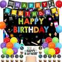 Science Birthday Party Decorations Boy Girl - Science Happy Birthday Backdrop Banner Cake Toppers Balloons, Chemistry Party Supplies Favors