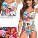 Underwire Tankini Tops for Women - Tummy Control Swim Top Only 2025 Twist Front Bathing Suit Top No Bottom (L)