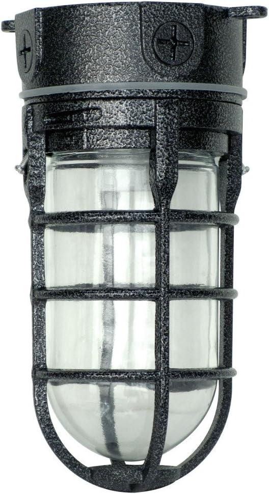 Woods L1706BLK Vandal Resistant 150W Incandescent Security Light, Ceiling Mount, Hammered Black (9.5" x 4.5" x 4.5")