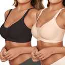 COOL CUTE Jelly Bras for Women No Underwire Sexy V-Neck Mesh Comfy Wireless Bralettes Seamless Everyday Tshirt Bra, M