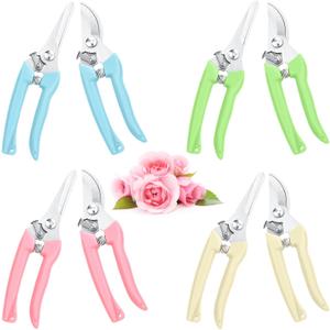 Jutom 8 Pcs Garden Shears Pruning Scissors Clippers Sharp Hand Pruners for Gardening Tools Cutting Flowers Trimming Plants Bonsai Fruits Picking, 4 Bypass Blade and 4 Straight Blade