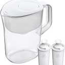 Brita Large 10 Cup Water Filter Pitcher with Smart Light Filter Reminder and 2 Standard Filtes, Made Without BPA, White (Packaging May Vary) (1512822)