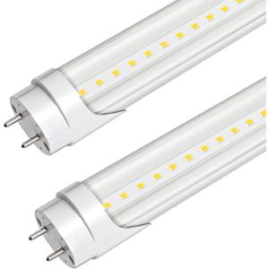 Brtstiun T8 LED Bulbs 4 Foot, LED Tube Light 24W 3200LM, 5000K Daylight White, Clear Lens, G13 Base Fluorescent Bulbs Replacement, Type A+B Plug & Play/Ballast Bypass, Non-Dimmable, 2-Pack