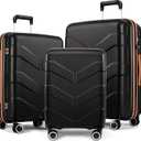 Luggage Sets 3 Piece with Spinner Wheel, Hardside Suitcase Set with TSA Lock, Expandable Lightweight Travel Luggage for Men and Women, Black (20in/24in/28in)