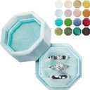 Proposal Ring Storage Box 3 Slots Vintage Velvet Ring Organizer with Detachable Lid Valentine's Day Ring Box (Baby Blue)