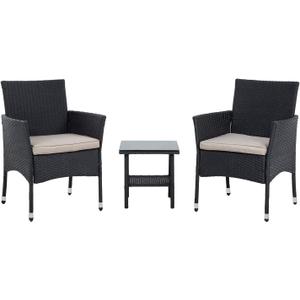 Patio Furniture Set 3 Piece Patio Chair Bistro Set Outdoor Rattan Chairs Wicker Conversation Set for Backyard Porch Poolside Lawn,Black, 23 inches x 23 inches x 33 inches