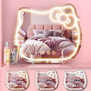YiaMia Hello Kit Vanity Mirror with Light, Multi-Color Dimmable Hello Kit Neon Sign for Room Decor, Vanity Mirror Neon Sign for Girl Gift, Suitable for desktops, Wall, Bathrooms and Bedrooms Decor
