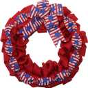 20 Inch 4th of July Wreath Patriotic Burlap Wreaths for Front Door Red White Blue Memorial Day American Flag Wreath with Bowknot 4th of July Decorations Outdoor