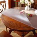 OstepDecor Frosted Round Table Protector 48 Inch Thick Frosted Table Cover Protector Round, Plastic Waterproof PVC Tablecloth, Vinyl Circle Table Top Protector for Dining Room, Coffee Tabletop