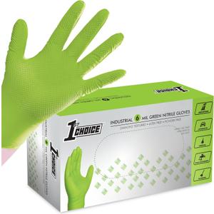 1st Choice 6 mil Nitrile Gloves, Disposable, Latex Free (Green (Large 100))