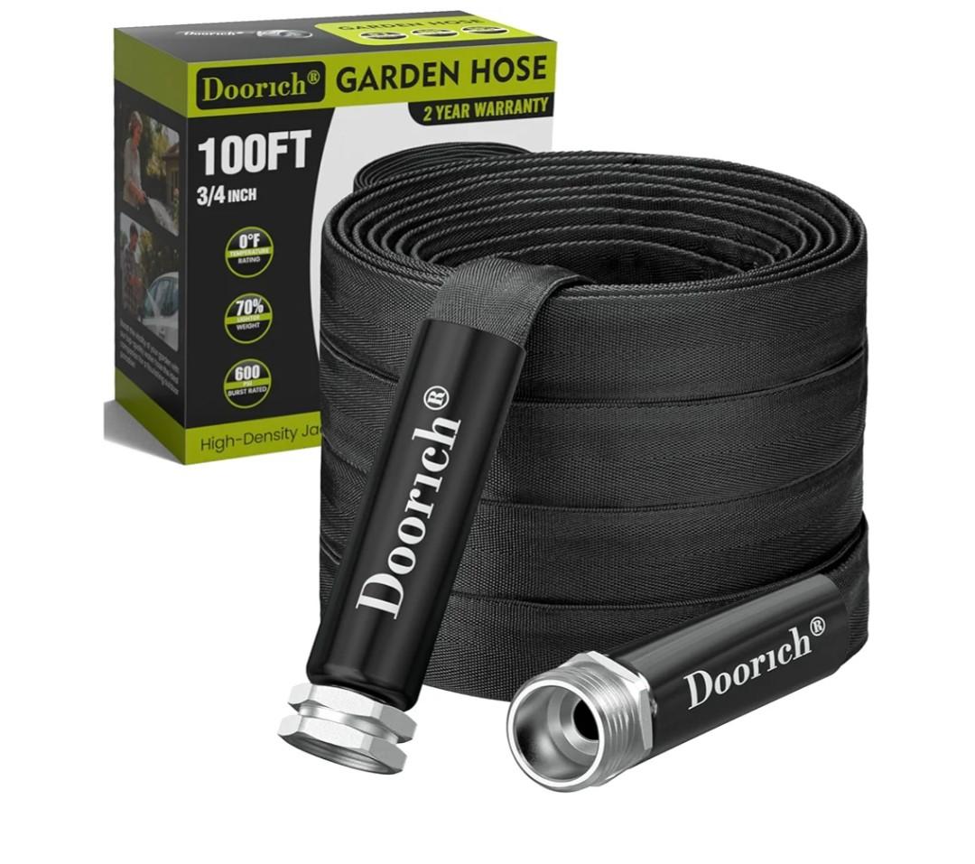 Garden Hose, Lightweight, Ultra Flexible, Durable, Kink-Free Water Hose - Made of TPU, Drinking Water Safe Material, Non-Shrinking, Easy to Store, All-Weather, Black (100 FT)