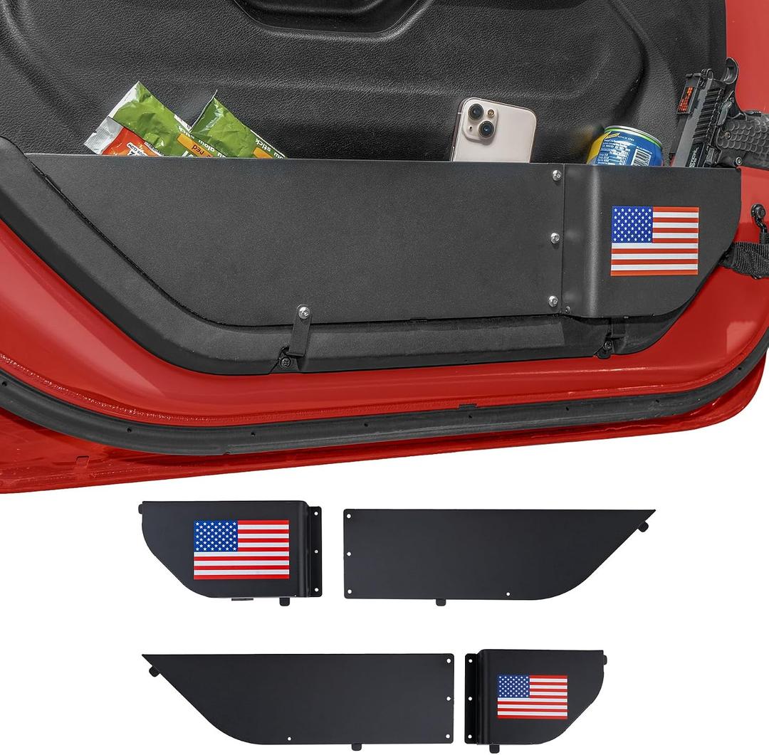 2 Pack Metal Front Door Storage Pockets Compatible with Jeep Wrangler JL JLU 4XE 2018-2025 & Gladiator JT 2020-2025 Interior Accessories Door Insert Organizer Box