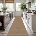 KOZYFLY Boho Runners for Hallways 2.6x10 ft Washable Kitchen Runner Non Slip Rubber Backed Hallway Rugs Cotton Entryway Runner Rug Floor Carpet for Indoor Hall, Backdoor, Kitchen, Tan/Orange/Brown