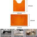Bathroom Rugs Chenille, Extra Thick and Absorbent, Non-Slip, Machine Washable, Dry Quckily, Soft Cozy Plush, Used Under Shower Bathtub and Sink, Bath mat Sets Orange