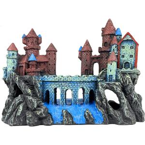 Aquarium Castle Decoration for Fish Tank Castle Cave Hideouts House Plants Supplies Accessories Safe for Freshwater and Saltwater Fish Tanks  Medium (Brown) (Age-of-Magic Wizards Castle [ Brown ])