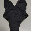 ESONLAR Women's Sexy Plunging V Neck Bathing Suit Open Back One Piece Swimsuits (Black, L)