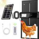ONKO Automatic Chicken Coop Door Solar Powered with LCD Display, Automatic Chicken Door with Timer & Light Sensor - Remote Control, Anti-Pinch Safety Design & Durable Aluminum Alloy Construction