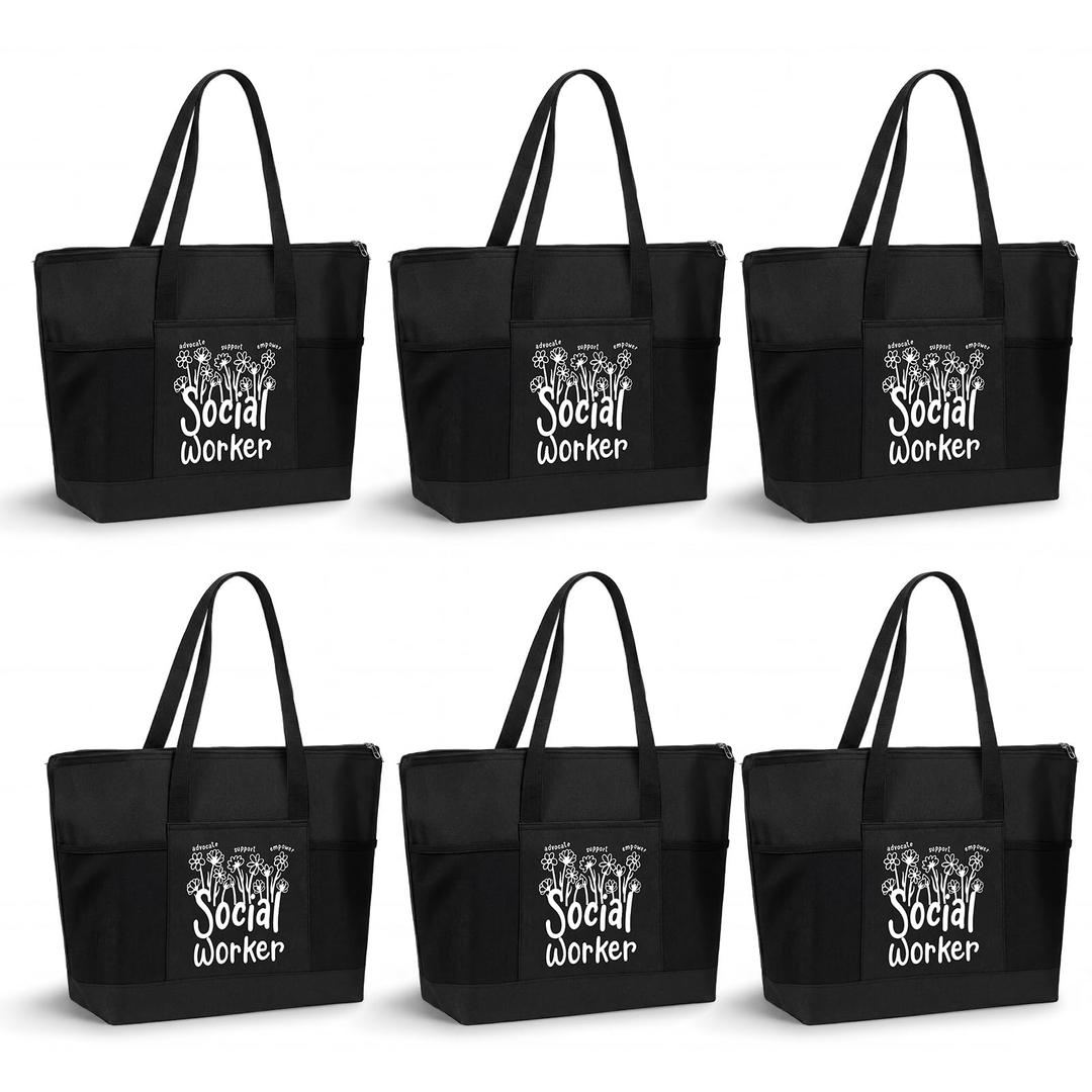 Paterr 6 Pcs Social Worker Gift for Women Bulk Social Work Tote Bags Volunteer Appreciation Gifts for Teacher Nurse Church(Classic Color)