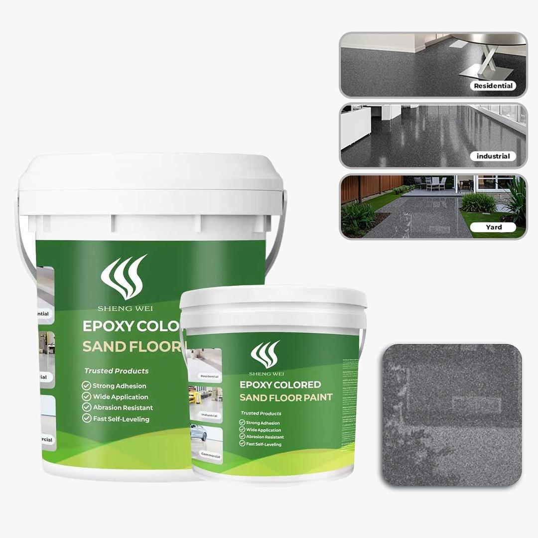 Epoxy Colored Sand Floor Paint, Sesame Black, 3 Gallon, 384 Fl Oz