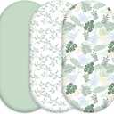 Baby Bassinet Sheets 3 Pack, Fitted Mattress Sheets for Boys & Girls, Ultra Soft Breathable, Universal Compatible with Halo Bassinest Swivel Sleeper(Sage Green, 32x16 Inch)