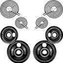 Electric Stove Burner Drip Pans WB31M19(8) WB31M20(6) and Electric Stove Top Burner WB30M1(6") WB30M2(8") Compatible for G-E Hot-point Ken-more General Electric Stove Parts by MIFLUS