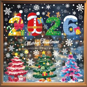 235Pcs Christmas Window Clings 2026 Merry Christmas Window Decals Snowflake Elk Windows Decorations Double-Sided Colorful Christmas Tree Holiday Windows Static Clings for Class Stickers (Style03)