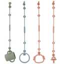 Toy Safety Straps, Socub Silicone Adjustable Baby Pacifier Teether Straps, 4pcs Toddler Toy Bottle Harness Straps for Strollers, High Chair, Cribs, Bags, BPA Free, Multi Colors (Sage, Ether, Muted, Apricot)