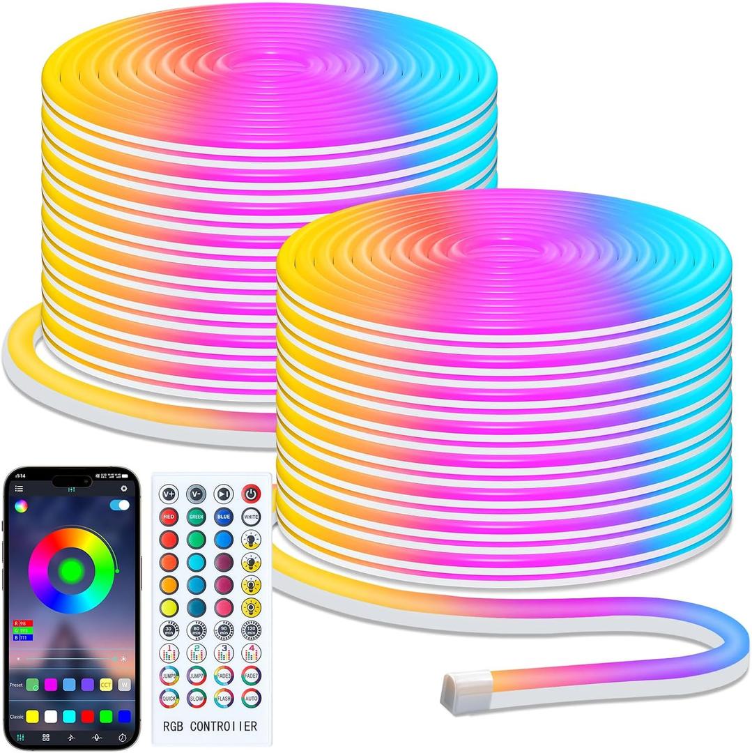 Minetom 66Ft Led Neon Rope Lights, RGB LED Strip Lights, Control with App/Remote, IP68 Waterproof Flexible Outdoor Led Rope Lights, Multiple Modes, Music Sync Neon Lights for Bedroom Gaming Room Decor Minetom 66Ft Led Neon Rope Lights, RGB LED Strip Lights, Control with App/Remote, IP68 Waterproof Flexible Outdoor Led Rope Lights, Multiple Modes, Music Sync Neon Lights for Bedroom Gaming Room Decor