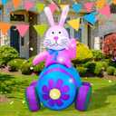 AJY 4Ft Easter Inflatables Bunny Decorations with LED LightsHappy Easter Bunny Blow Up Yard Indoor Outdoor Holiday Decor