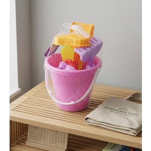 Beach Bucket Toy Set 9 Piece 1 Bucket 2 Shovels 1 Rake 5 Sand Molds
