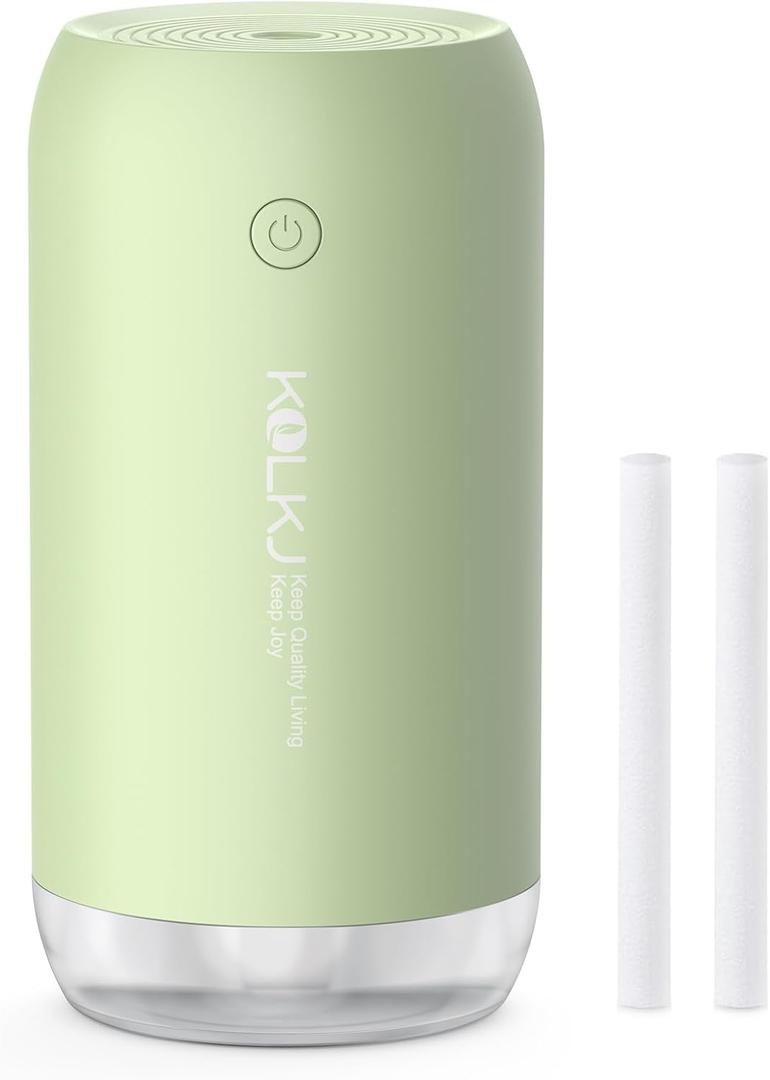 Portable Mini Humidifier, 350ml Small Cool Mist Humidifier for Plants, USB Personal Desktop Humidifier for Bedroom Car Office Travel with Auto Shut-Off & 2 Mist Modes (Green)