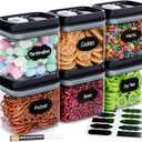 Chef's Path - Airtight Storage Boxes Set - 10 Labels and Markers - Kitchen and Pantry Storage - BPA Free - Plastic Storage Boxes with Upgraded Lids (6 Pieces - 1.5L)