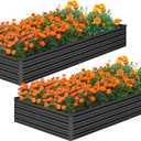 MGNO 2pcs 8x4x1FT Galvanized Raised Garden Bed-Outdoor Planter Box for Vegetables-Metal Garden Bed,Rectangle Planting Box for Herb,Flower,Black