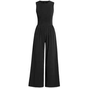 ANRABESS Womens Jumpsuits Dressy Summer Casual One Piece Outfits High Neck Tank Top Wide Leg Pants Rompers Jumper Pockets. Large