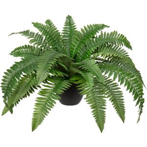 Fake Fern Potted Plant Artificial Boston Ferns in Pot 35 Leaves for Outdoors & Indoor Faux Fern Bush Plant 20inch for Patio Garden Farmhouse Windowsill Office Living Room Decoration Home Decor (Large)