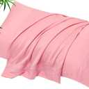 YIYEA King Size Pillow Cases Set of 2, 100% Viscose Derived from Bamboo Cooling Pillowcases for Hot Sleepers, Silky Soft Breathable Pillow Covers with Envelope Closure (20" x36, Pink)