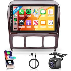4G+64G Car Radio for Mercedes Benz S Class W220 S280 S320 S350 S400 S430 S500 S600 AMG 1998-2005, Rimoody Car Stereo Wireless Carplay Android Auto 9'' Touchscreen GPS -WiFi Mirror Link