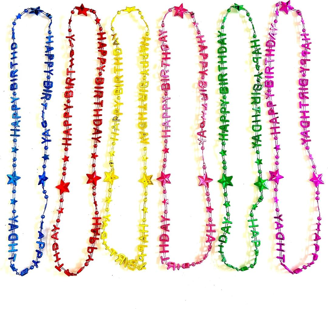 48 Pcs Colorful Happy Birthday Party Beads Necklaces Birthday Party Beads necklaces Supplies Favors