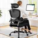 Ergonomic Office Chair, Mesh Desk Chair with Lumbar Support, High Back Home Office Chair with Adjustable Headrest and Flip-Up Arms, Comfortable Computer Chair, Thick Cushion, 300 LBS, Black (1 Pack)