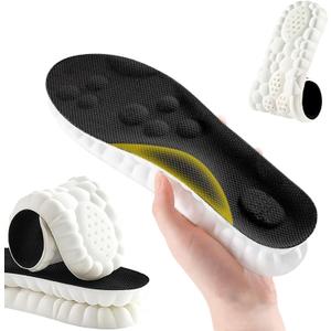 Steppers Insoles for Men and Women,4D Cloud Insoles,Memory Foam Insoles,Breathable Massage Cushion Shoe Inserts with Arch Support-Trim to Fit All Shoe Types(1Pair-Black, Men 10-11/Women 11.5-12.5)