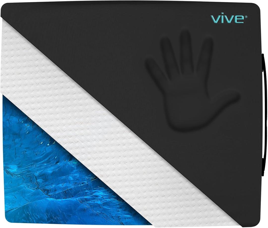 Vive Wheelchair Cushion - Gel Seat Pad for Coccyx, Orthopedic Back Support, Sciatica & Tailbone Pain Relief - Waterproof Cover + 4 Layer Foam Support and Comfort - for Pressure Sores (18" x 16" x 2") (16'' x 16'' x 2'')
