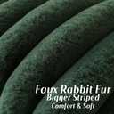FUTEI Dark Green Decorative Throw Pillow Covers 16x16 Inch Set of 2, Square Soft Faux Rabbit Fur Thick Striped Cushion Cover,Spring Home Decor for Couch Bed Living Room