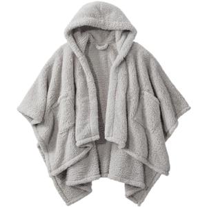 Wearable Blanket Sherpa Poncho Office Work Warm Cozy Shawl Blanket,Plush Cape Wrap for Adults (Gray)